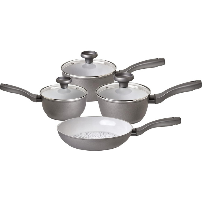 Prestige Earth Pan Cookware Pot Induction - 28cm / 7.5L - Non-Stick Ceramic, Recycled & Recyclable, Non-Toxic, Dishwasher Safe, Easy-Grip Handles (Cookware Set, 4 piece)