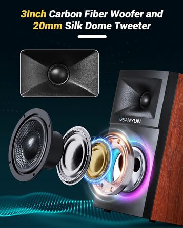 Акустична система Sanyun SW203 - 60W, 4-Way, 3D звук, USB/Bluetooth, для студії (Пара, Червоний)