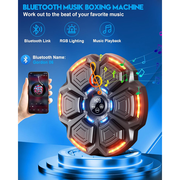 Музична боксерська машина CRECAD для дорослих з Bluetooth, LED-підсвічуванням та 9 режимами швидкості