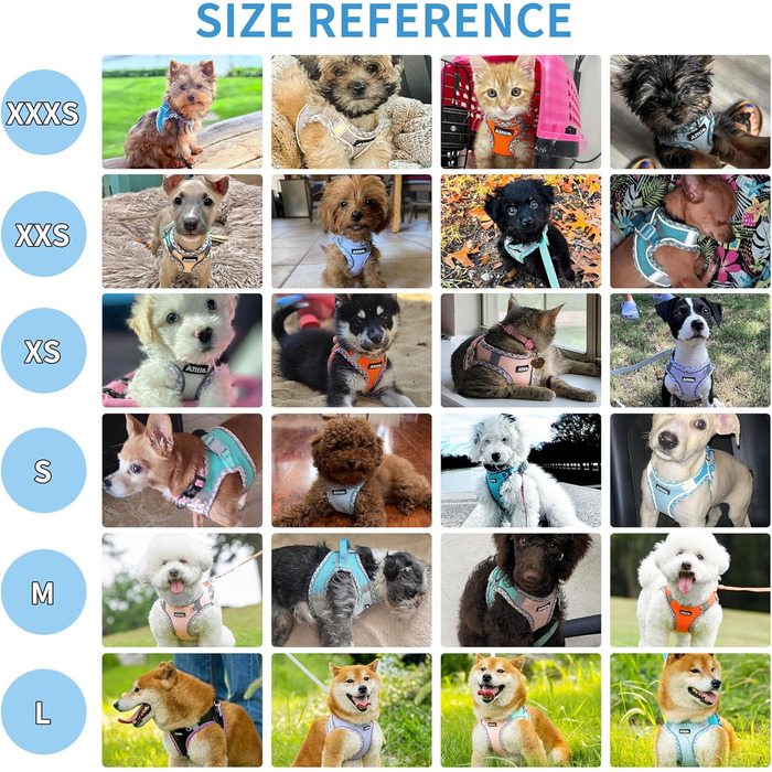 Нашийник та поводок для собак: комплект для прогулянок, нашийник для цуценят, м'який дихаючий аксесуар для тварин, світловідбиваючі смуги, для дуже маленьких собак та котів, блакитно-рожевий (XXXS, жовтий)