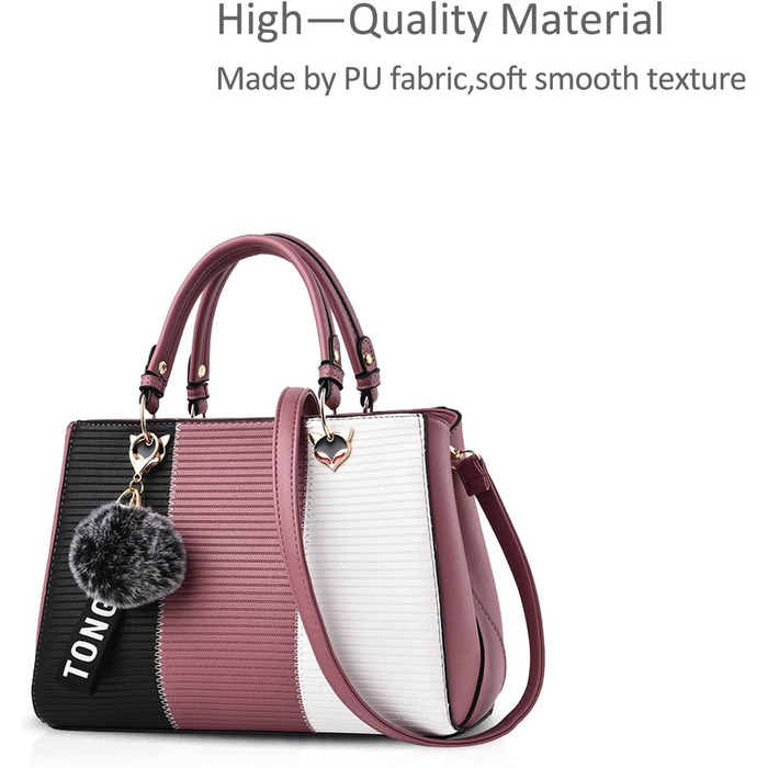 Сумка жіноча NICOLE & DORIS 2025 шкіряна чорна з пухнастим помпоном та знімним ремінцем через плече