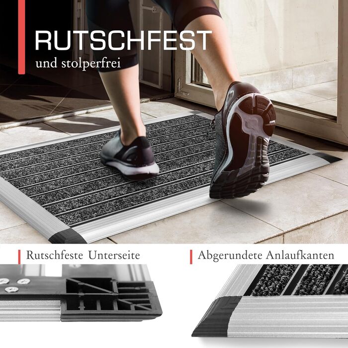 Aluminum Outdoor Doormat - 50x80 cm Non-Slip Shoe Mat - Rust-Proof Entry Mat for Home
