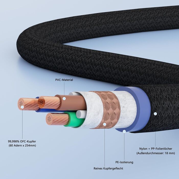 HiFi мережевий кабель Audiophile 10AWG з родієвим роз'ємом IEC320-C15, для підсилювача, сабвуфера та програвача вінілу, вуглецеве волокно, 2м