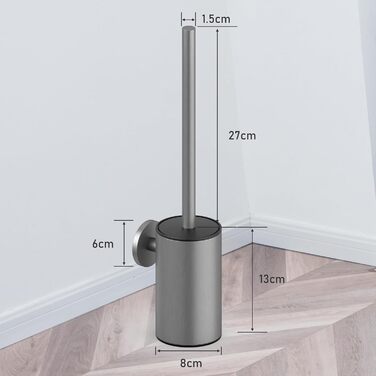 Набір для чищення унітазу з нержавіючої сталі 304, комплект з 2 насадками (круглі сірі)