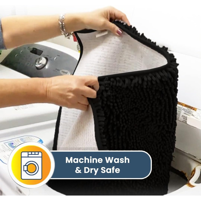 Килимок для дому Muddy Mat® | Суперпоглинаючий, швидковисихаючий, з мікрофібри, з нековзким покриттям, 19'x30' (61 x 91 см, Чорний)