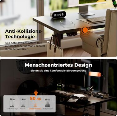 Електричний столик Agilestic L-подібної форми 150 см, регульований по висоті, для дому та офісу, ергономічний комп'ютерний стіл зі з'єднувальною панеллю, чорний, 150 x 90 см