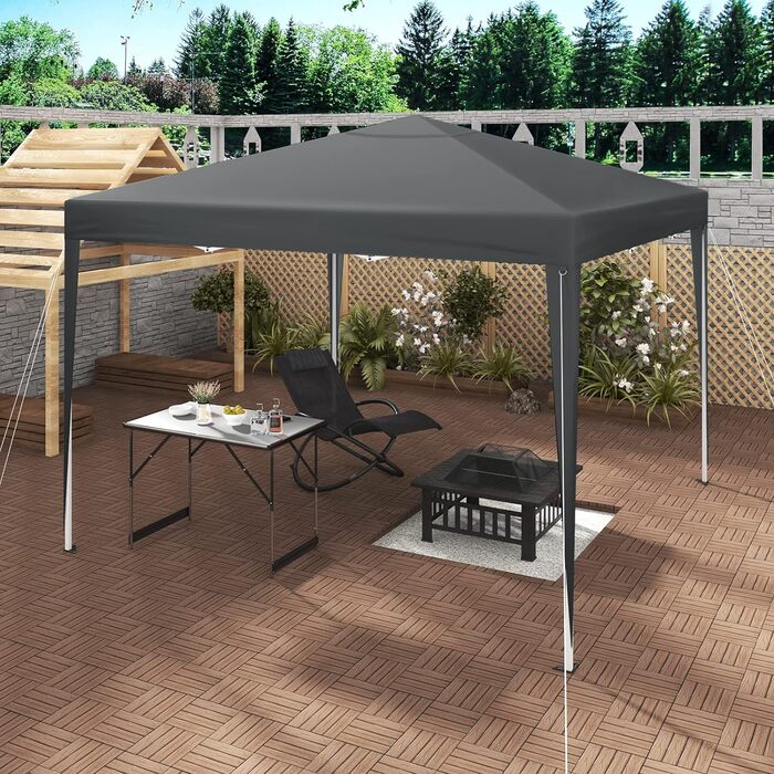 WOLTU Pop-Up Pavilion, Waterproof Folding Pavilion, Sun Shelter, Event Pavilion, Garden Pavilion for Terrace, Camping, Festival, Pagoda Tent, 3 x 3 m, with Oxford Fabric and Metal Frame, PVL0002be (Anthracite)