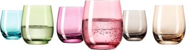 LEONARDO HOME Sora Drinking Glasses (Set of 6) • Colorful Water Glasses (360 ml) • 6 Colors • Dishwasher-Safe & Durable • Multicolored Glasses for Home, Restaurants & Parties • Juice Glass Sora • 047289