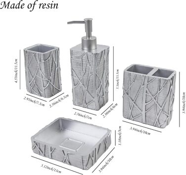 Набір аксесуарів для ванної кімнати Hymmah, золотий дизайн, 4 предмети: тримач для зубних щіток, мильниця, дозатор мила, чашка для зубних щіток. Стиль: фермерський дім, індустріальний. Матеріал: високоякісна смола. Чудовий подарунок для дому.
