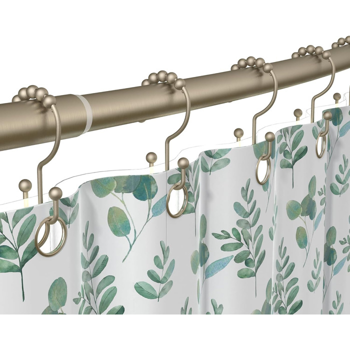 Регульована душова штанга з кільцями для душу (12 шт.) - 107,7-182,9 см, для ванної, гардеробної, кухні, з кріпленням, хром (сатиновий нікель)