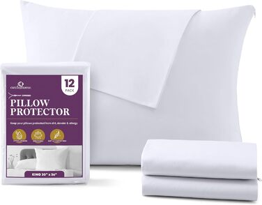 Наволочки CIRCLESHOME King Size 50x91 см, 100% бавовна, дихаючі, гіпоалергенні, комплект 12 шт