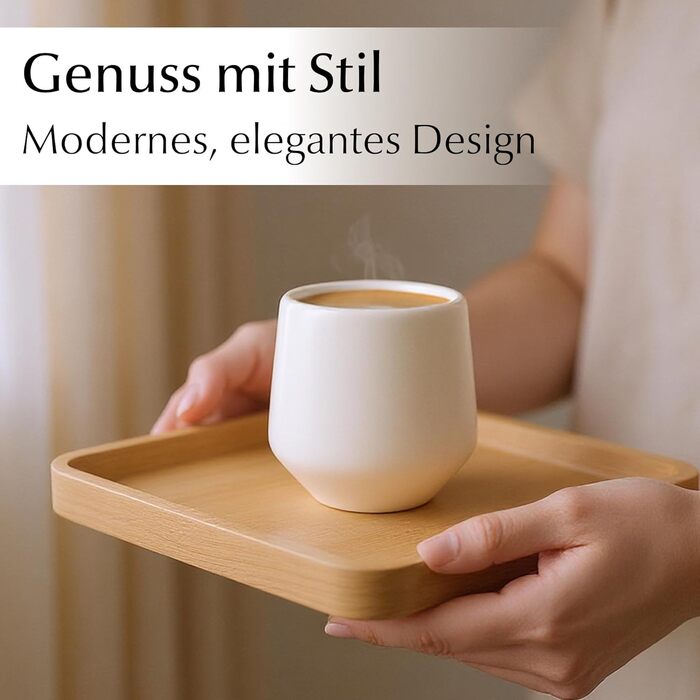 Набір чашок для еспресо Miamio (4 шт., 90 мл) - керамічні чашки без ручки, товстостінні, для мокко, білий колір, Luxe Collection