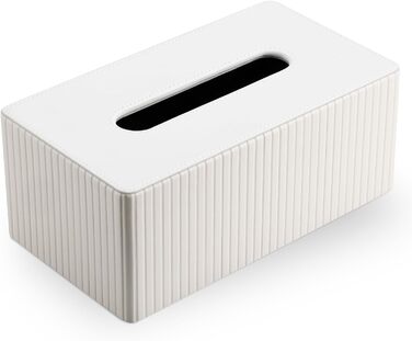 Коробка для серветок KingFOM з PU шкіри, біла, прямокутна – для вітальні, ванної кімнати та офісу