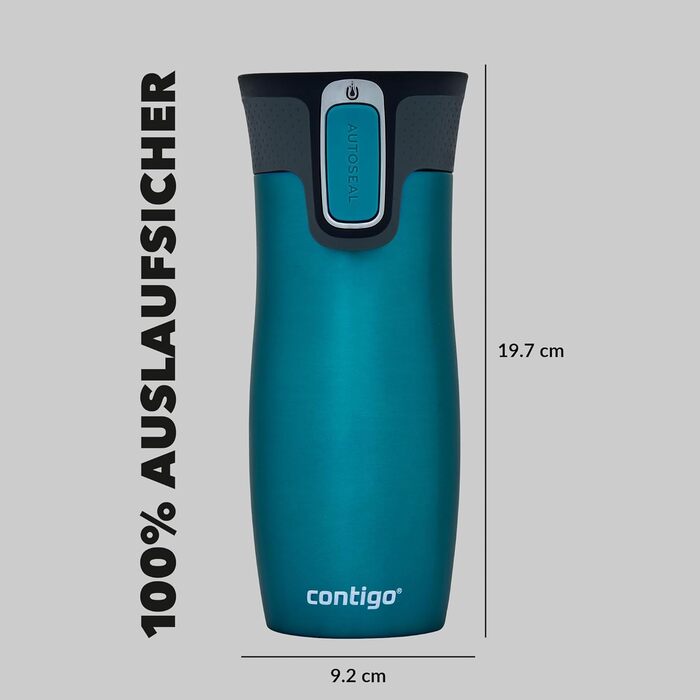 Термокружка Contigo West Loop Autoseal з нержавіючої сталі, 470 мл, виготовлена з нержавіючої сталі, для подорожей, з автозакриттям, витримує перевезення, без витоків