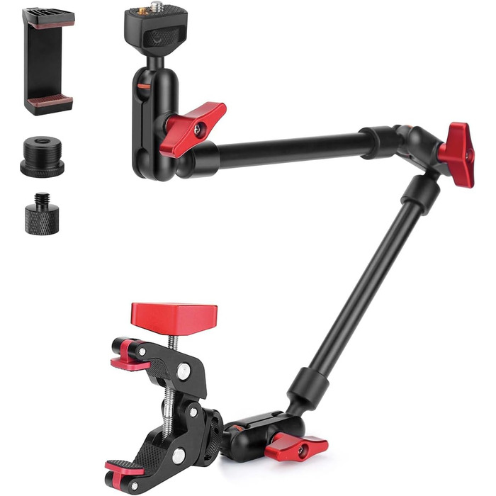 Гнучкий кріплення для камери з супер-зажимом Magic Arm, 56 см, 360° - чорно-червоний