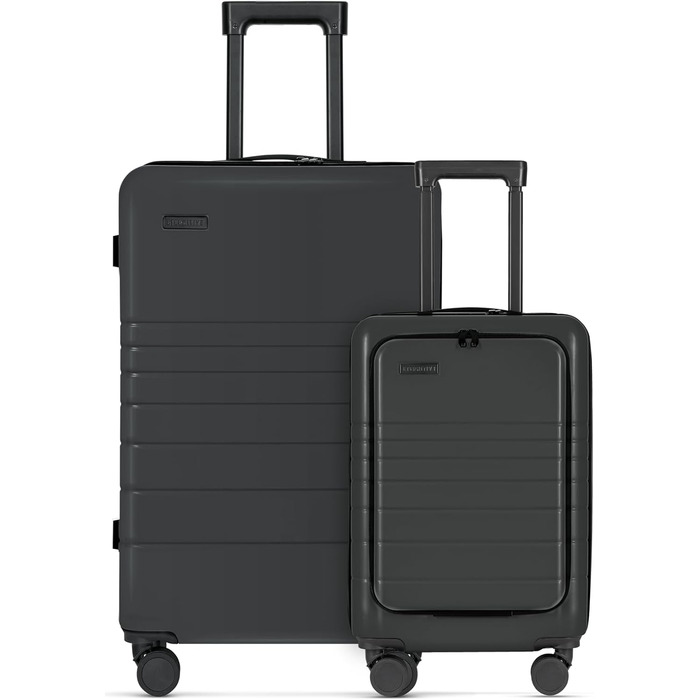 Валіза ETERNITIVE з ABS пластику, Rollkoffer, Reisetrolley, з подвійними колесами 360°, з TSA-замком, ручна поклажа (S + L), графітовий колір (набір 2 шт.)