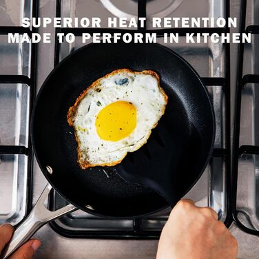 Набір посуду 18 предметів з керамічним покриттям, нержавіюча сталь, срібно-чорний, індукційний, для духовки, з антипригарним покриттям