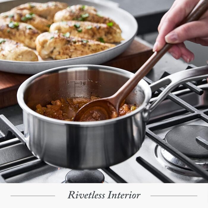 Каструля нержавіюча Merten & Storck 16 см, 1,5 л з кришкою, професійне приготування, з декількома шарами покриття, з мірками, без крапель, довговічна кришка, для індукції, духовка та посудомийна машина