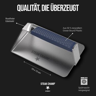 Прес для стейків і бургерів Steak Champ XXL з антипригарним покриттям, прес для гриля та м'яса, сендвіч-прес з антиковзною ручкою
