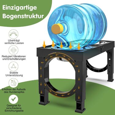 Підвищений годівниця для собак X XBEN з регулюванням висоти, 5 рівнів, для маленьких, середніх та великих собак, з 2 великими мисками з нержавіючої сталі, неслизький, BPA-free, чорний пластик