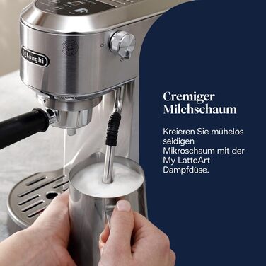 Еспресо-кавомашина De'Longhi Style EC 685.B Dedica 2025 з професійним капучинатором, 15 см, для кави та ESE Pads
