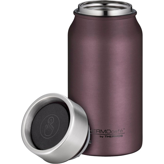 Термокружка THERMOcafé by THERMOS TC 0,5 л, нержавіюча сталь, ізоляція, для кави з собою, не протікає, 9 год гаряча & 18 год холодна, для миття в посудомийній машині, без BPA (Burgundy Mat, 350 мл)