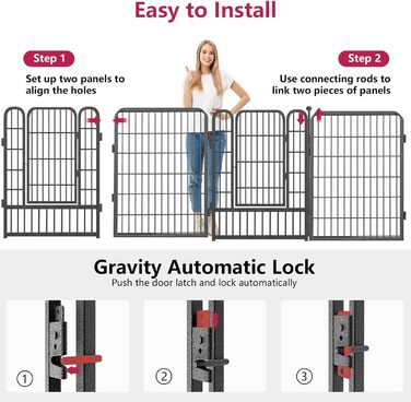 Вольєр для собак на вулицю, металевий загін для собак середніх та маленьких порід, 22 панелі, 101,6 x 68,6 см