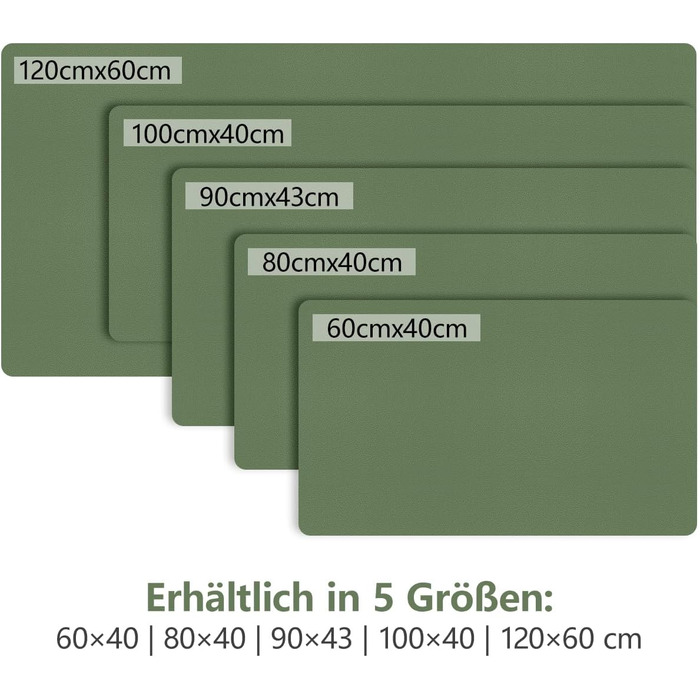 Підкладка на стіл Zindoo XL 100x40 см оливково-зелена: захист від подряпин, водостійка, для миші та письма