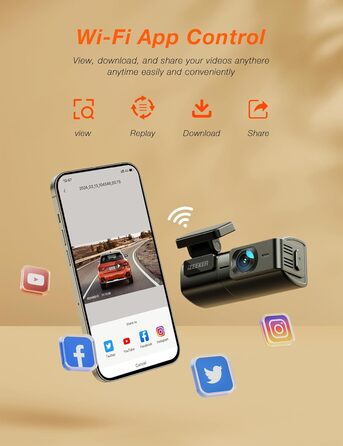 Автомобільний відеореєстратор iZEEKER 2.5K WiFi з картою 32GB: Full HD, нічна зйомка, G-сенсор, WDR