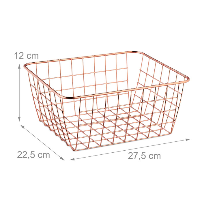 Set of 2 Wire Baskets in Rosé Gold