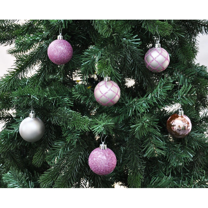 Набір прикрас на ялинку 64 шт. 6 см, рожеві, пластикові, Inge-Glas