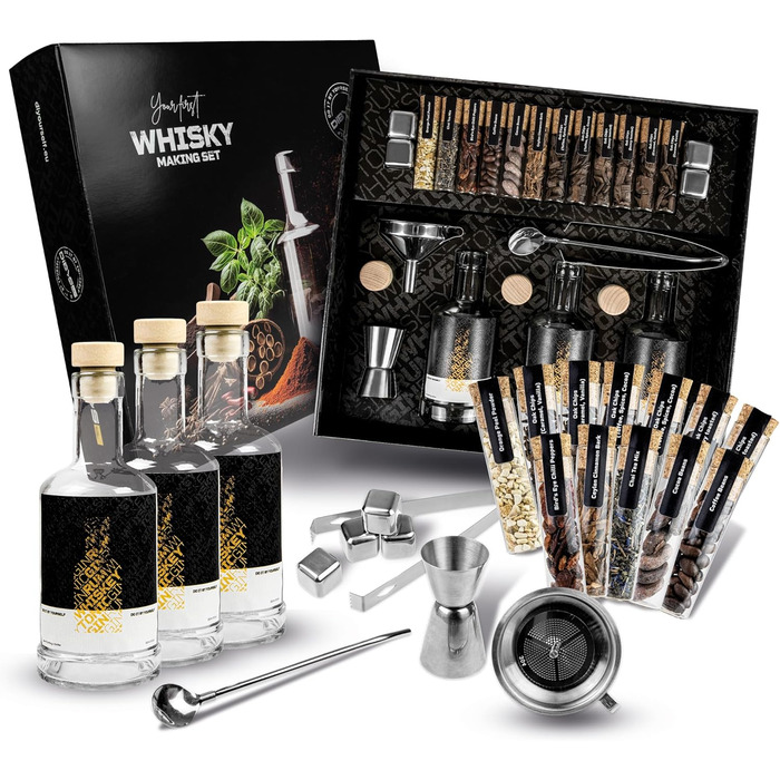 Набір для самостійного приготування віскі DIBYS: 12 натуральних інгредієнтів та аксесуари | Набір для приготування спецій до віскі | Подарунковий набір для поціновувачів віскі | Віскі-конструктор з 4 рецептами