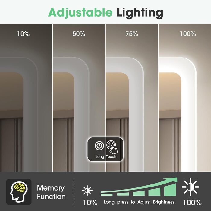Дзеркало для ванної кімнати S'bagno з підсвічуванням 80x60 см, Bluetooth, протитуманне покриття, 3 кольори, регулювання яскравості, пам'ять налаштувань, загартоване скло, водонепроникність IP44, горизонтальне/вертикальне встановлення M66 (Bluetooth)