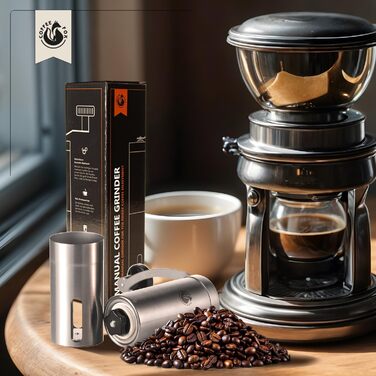 Кавомолка Coffee Fox® з нержавіючої сталі та керамічним жорном - ручна кавомолка для дому, подорожей, офісу