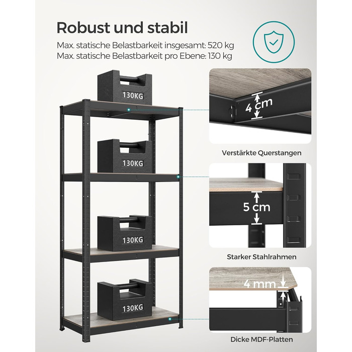SONGMICS 4-Tier Adjustable Storage Shelf