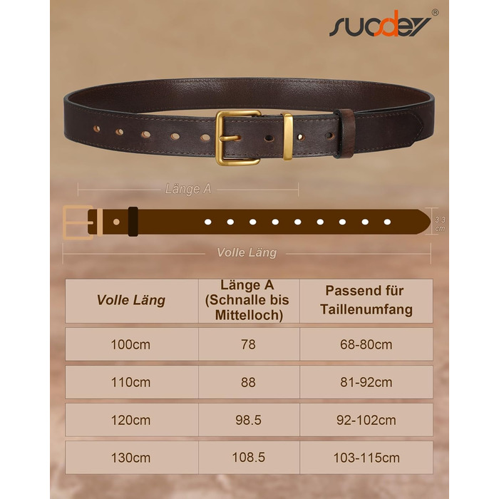 Жіночий шкіряний ремінь SUOSDEY вінтажний, для джинсів, штанів та суконь, з пряжкою золото/срібло, ширина 3.3 см (кава-срібло, розмір 92-102 см)