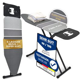 Прасувальна дошка Avieto XXL 124x43 см для парогенератора та праски | 5-шарове покриття, відбиття тепла, GlideCharge & Park Place