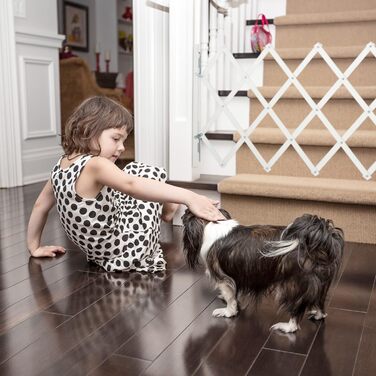 Захисне ворота для собак Relaxdays, розтягується до 130 см, висота 87,5-100 см, бамбук, білий (M)