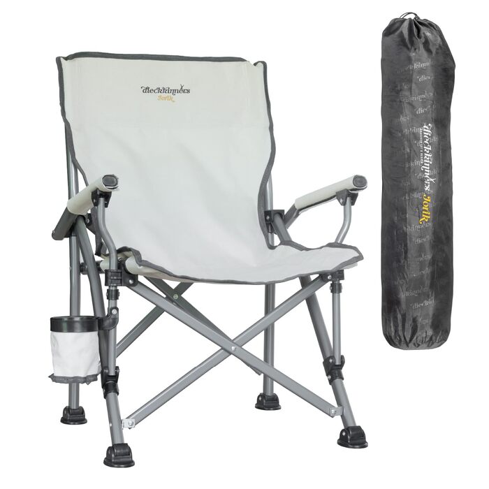 Дитячий складаний стілець для кемпінгу Jorik, бежевий, з підсклянником, вантажопідйомність 120 кг