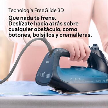 Braun TexStyle 7 Pro Steam Iron SI 7160 BL - Iron with Freeglide 3D sole, vertical steam, 3000 watts, Blue