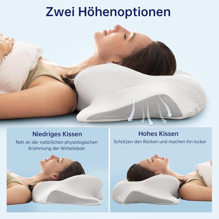 Uniency Orthopedic Memory Foam Anti-Snore Pillow - Ergonomic Neck Support Pillow for Side, Back & Stomach Sleepers (Gray)