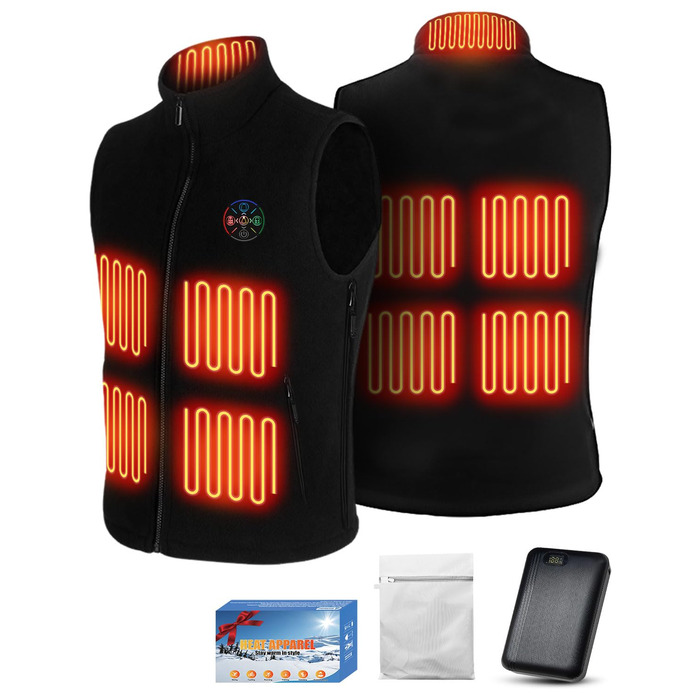 Електрична гріюча жилетка з підігрівом для жінок та чоловіків, 5V/7.4V, 20000mAh, 10 зон нагріву, 3 температурні режими, для велоспорту, активного відпочинку, роботи на вулиці, кемпінгу, розмір L, чорна