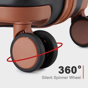 Чемодан British Traveller Mittelgroßer 64x43x26.5 см з ABS+PC, TSA-замок, 4 колеса (Чорний/Коричневий, M(64см 57л))