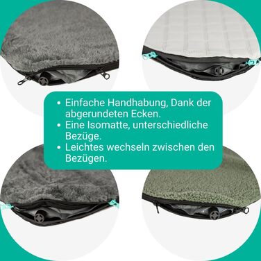 Килимок для собак у подорож: самонадувний килимок, м'який водовідштовхувальний чохол, сумка для перенесення, можна прати в пральній машині, знімний чохол, 100x70x3,5 см, 1080 г, сірий/блакитний