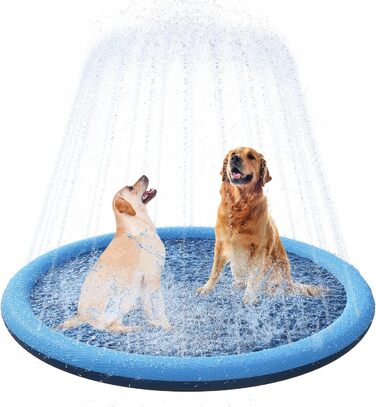 YAUNGEL Dog Pool, 170 cm, Inflatable Pool for Large & Small Dogs, 0.58mm Thickened Anti-Slip Mat Foldable Durable Splash Pad for Summer, Garden (150CM)