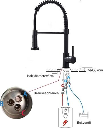 Кухонний змішувач Hbronzeshower з висувною лійкою, 360° обертання, нержавіюча сталь, матове нікель, для кухні