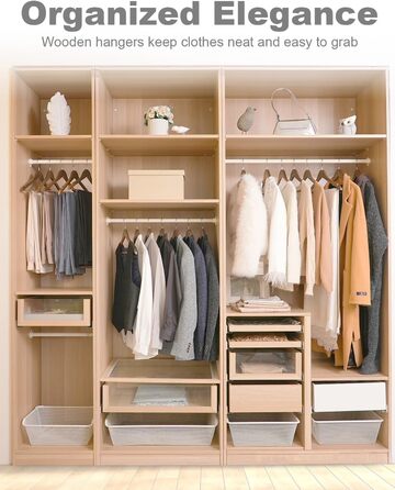 Дерев'яні вішалки для одягу HOUSE DAY (10 шт.) з масиву, гладка поверхня, 360° обертання, плечові виступи, для костюмів, сорочок, курток та пальто - горіх