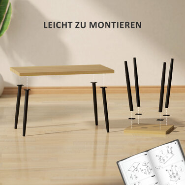HOMCOM Set of 2 Side Tables with Steel Frame, Living Room Table Coffee Table for Living Room Bedroom Natural | Aosom