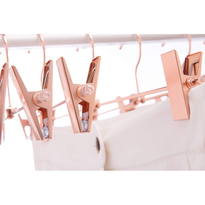 20 шт. Міцні вішалки для штанів та спідниць Rose Gold (мідь) з обертовими гачками та регульованими кліпсами