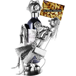 BRUBAKER Bottle Holder, Loving Couple Metal Sculpture with Gift Card